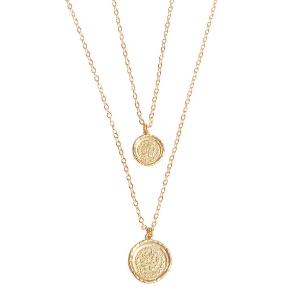 NEW Amber Sceats Gold Double Coin Necklace - Picture 1 of 5